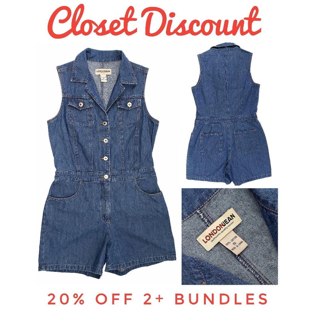 VS London Jean 10 Vintage Cotton Denim Romper F - Picture 1 of 9